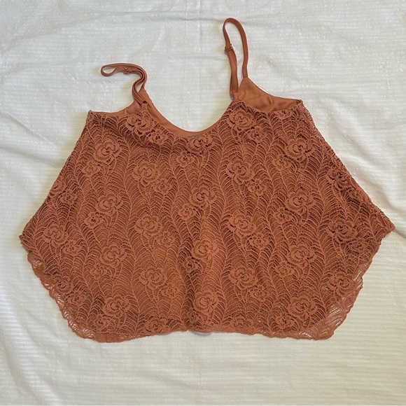 American Rag Cie Rust Lace Top Size S - Picture 3 of 8